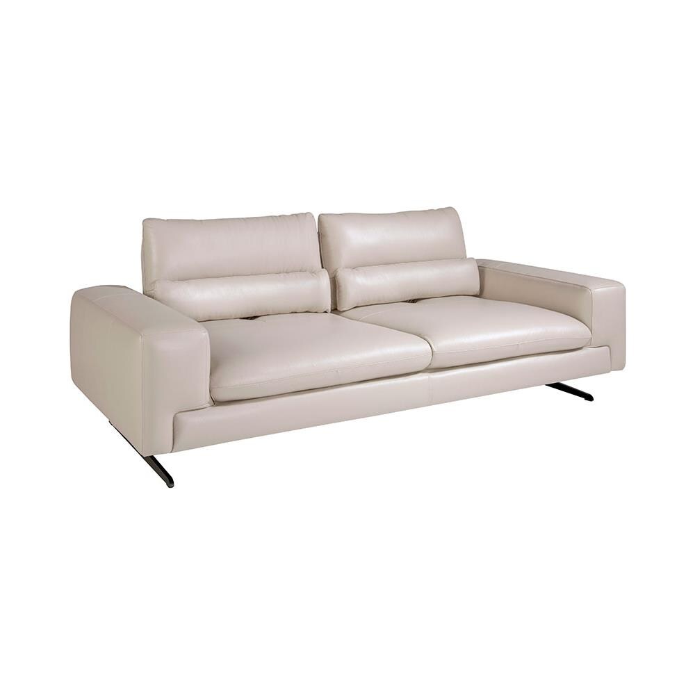 Ángel Cerdá Divano Relax 2 Posti In Pelle Vaccina Grigia - Elettrico Con Poggiatesta - 170x103x99 Cm