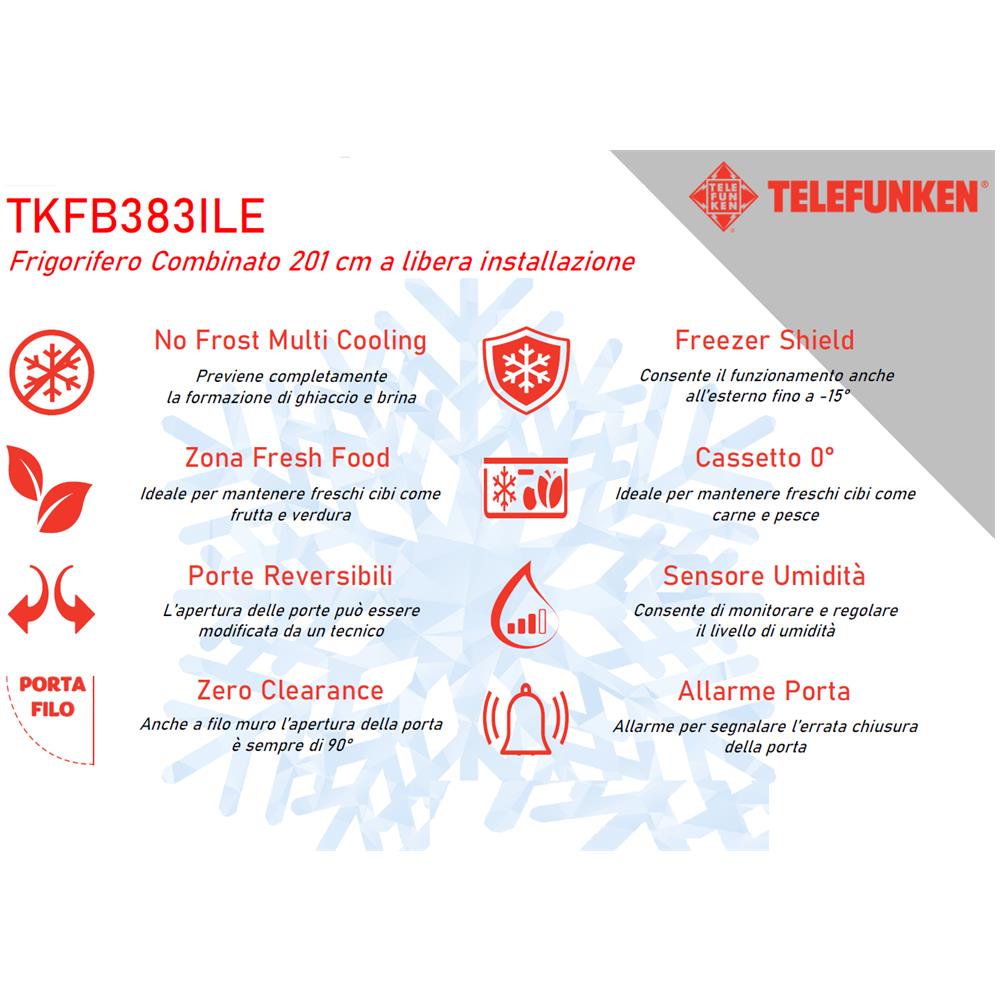Frigorifero Combinato TKFB383ILE No Frost Classe E Capacità Lorda / Netta 367/266 Litri Colore Inox - Foto 5