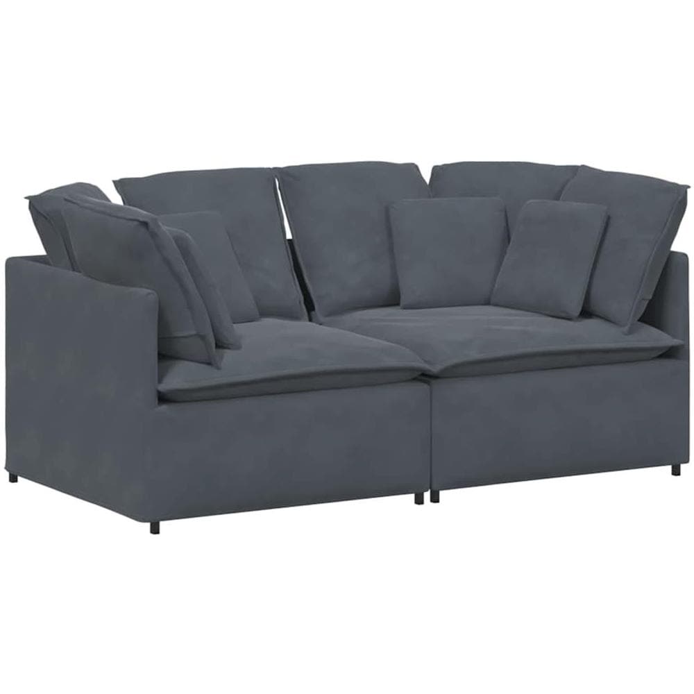 Divano Modulare con Cuscini in Velluto Grigio Scuro - Foto 1