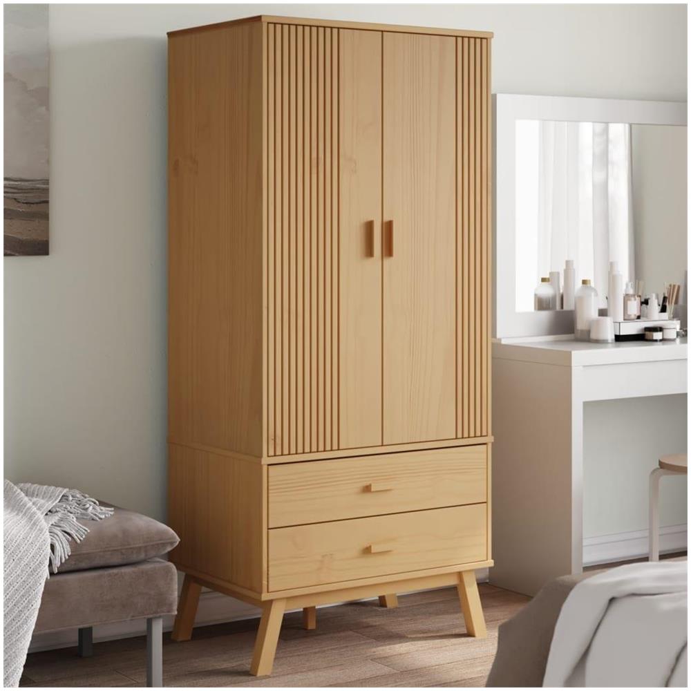 Armadio OLDEN Marrone 76,5x53x172 cm in Legno Massello di Pino - Foto 2