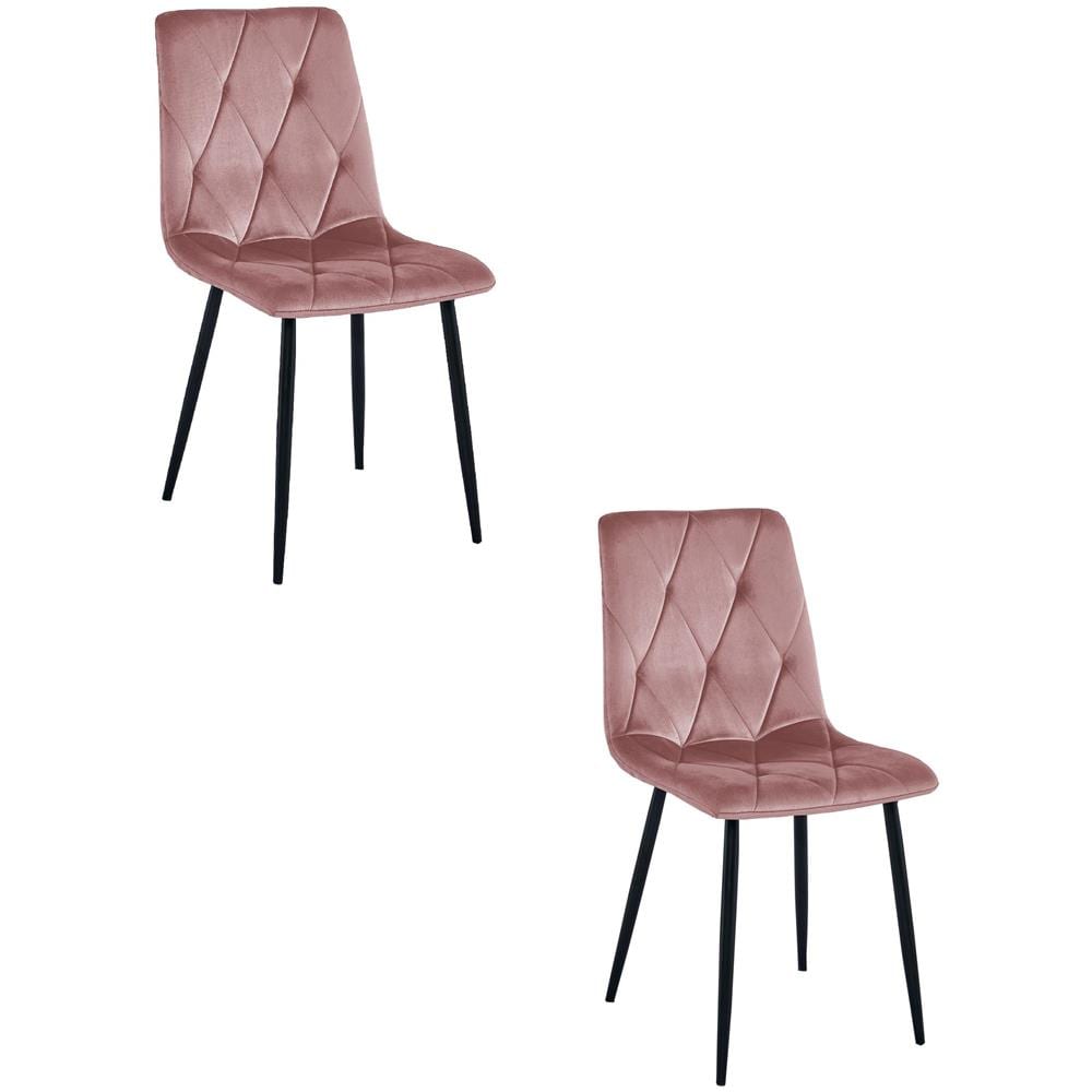 Sedia TYRA - Rivestita in velluto rosa per soggiorno x 2 - Foto 1