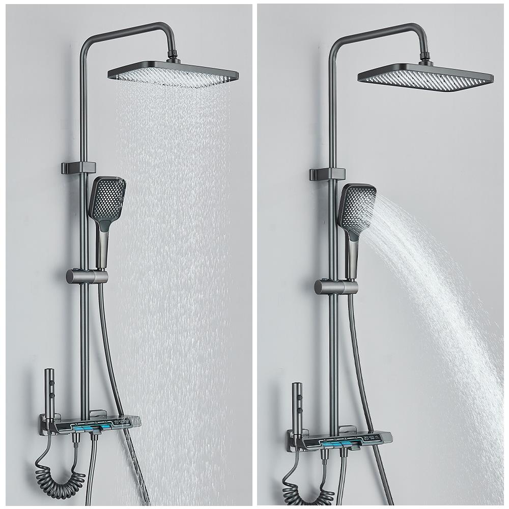 Colonna doccia, Blackswan, tipo M280, modello grigio antracite, 4 vie, display LCD e illuminazione LED, doccia a pressione e bocca nascosta, misura 108 cm - Foto 4