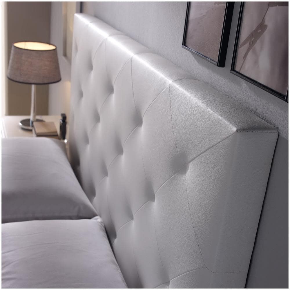 Testiera Di Letto Di Pelle Sintetica Rombo 160x60 Bianco - Foto 2