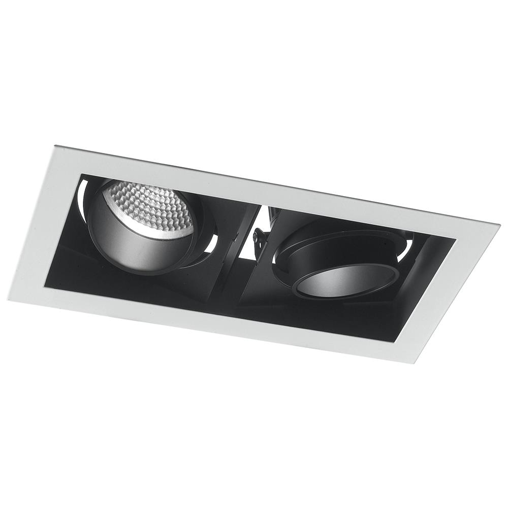 Faretto Incasso 2 Luci Orientabili Bianco Nero 20 Watt Luce Calda Inc-apollo-2x10c - Foto 1
