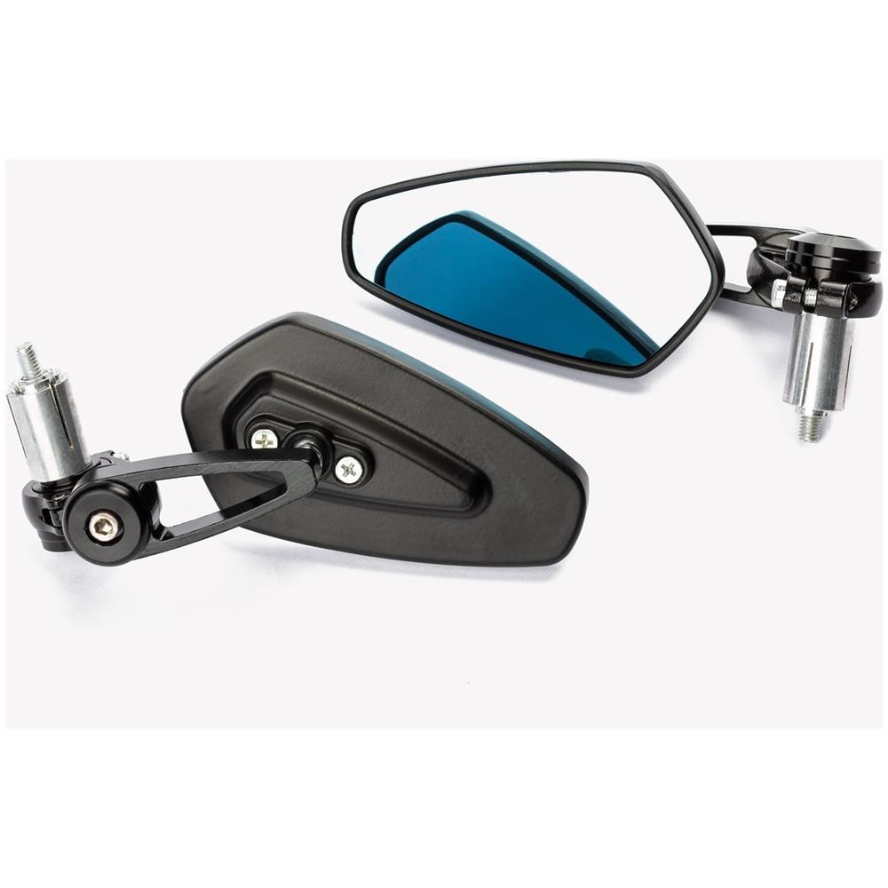 Specchietti 22mm Manubrio Moto Retrovisori Metallo Universali Ovali Nero - Foto 1
