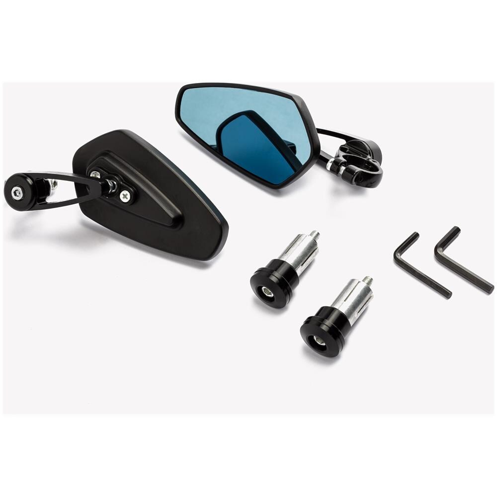 Specchietti 22mm Manubrio Moto Retrovisori Metallo Universali Ovali Nero - Foto 3