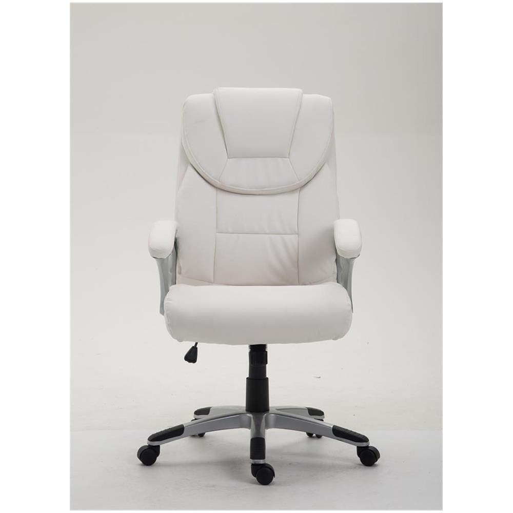 Sedia da Ufficio XL Texas V2, in Similpelle, Sedia presidenziale, meccanismo di Oscillazione, Super Imbottita, Max capacità di carico 180 kg, Girevole, con braccioli, Alto Schienale Bianco - Foto 2