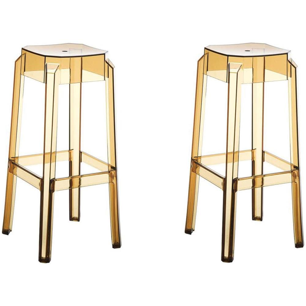 Set 2 Sgabelli Outdoor Fox in Polipropilene - Coppia Sgabelli Resistenti ad Agenti Atmosferici - Sgabelli Bar Stabili e Leggeri (2 kg) - Sgabelli Fisso Ambra - Foto 2