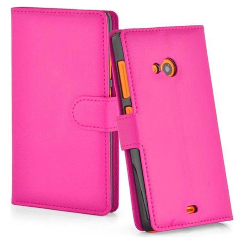 Custodia Compatibile Con Nokia Lumia 535 In Rosa Vivo - Coperchio Protettiva Con Chiusura Magnetica, Funzione Stand E Tasca Per Le Carte - Foto 4