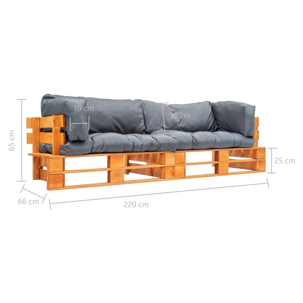 Divani Da Giardino Su Pallet 2 Pz Cuscini Grigi In Legno Pino - Foto 2