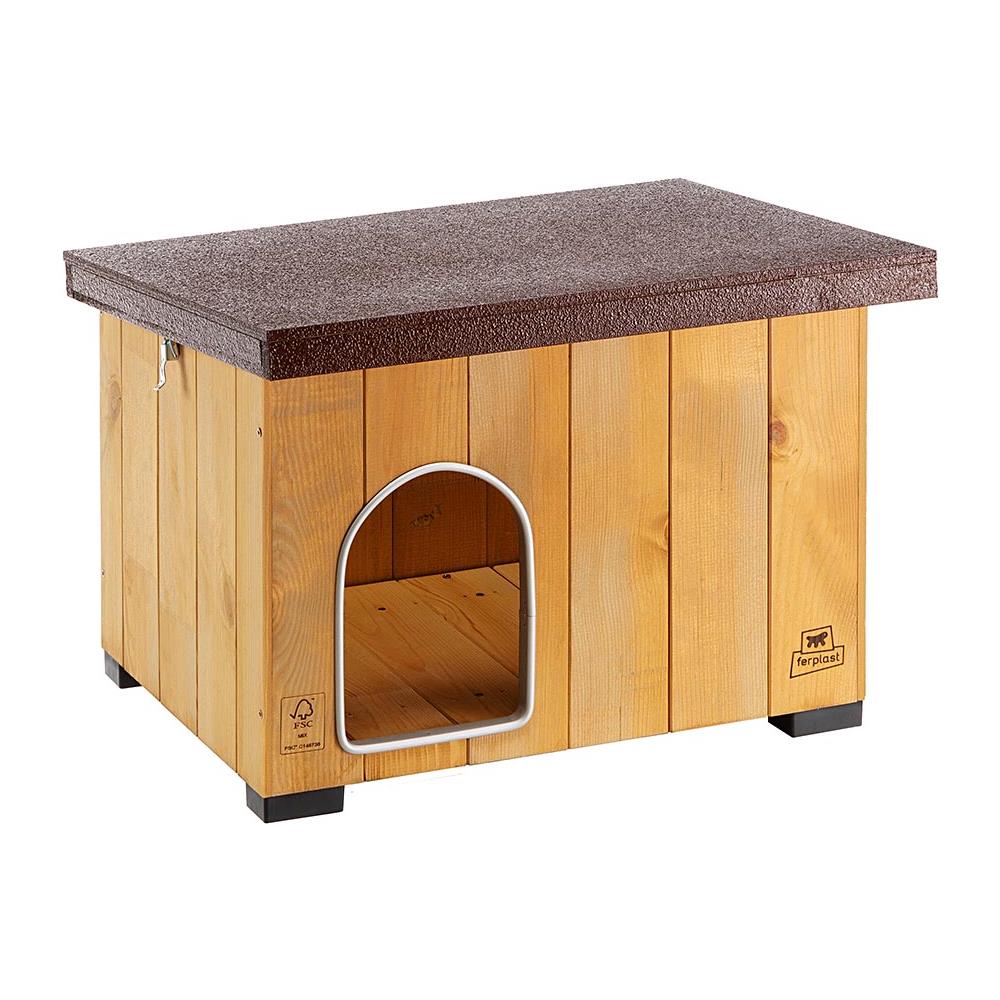 Cuccia Casetta Per Cani Baita 50 In Legno Fsc, Piedini Isolanti In Plastica, Porta Con Antimorso In Alluminio, Tetto Apribile - Foto 1