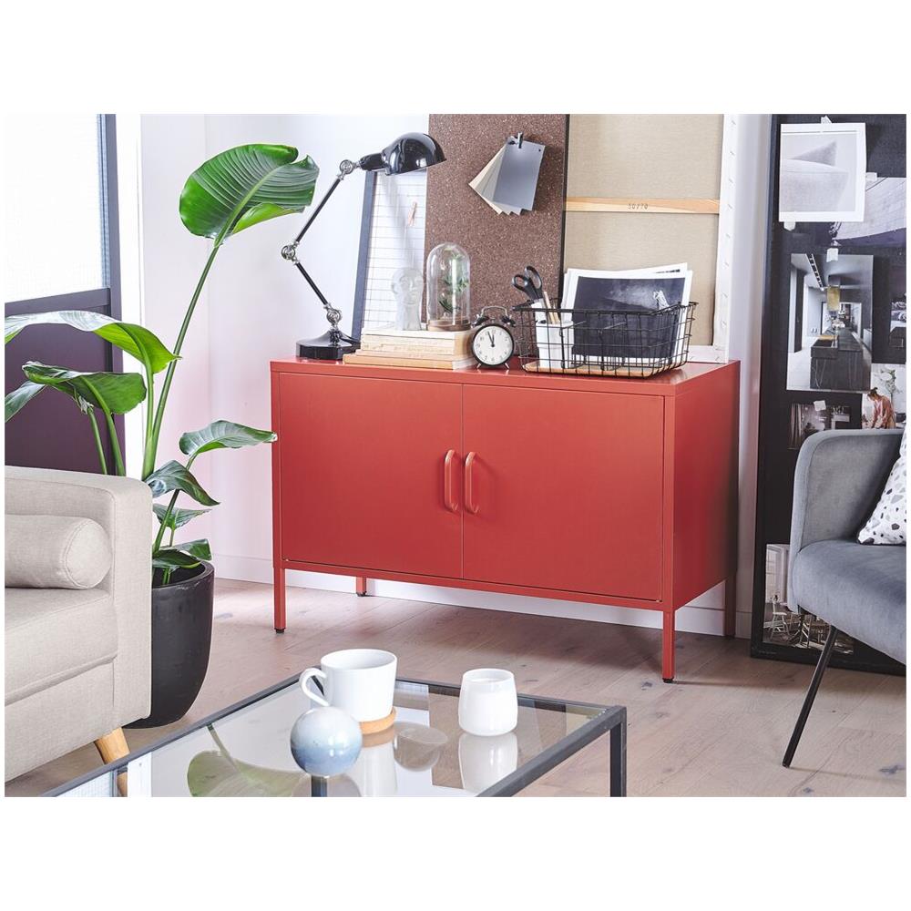 Credenza In Acciaio Cromato Rosso Uria - Foto 1