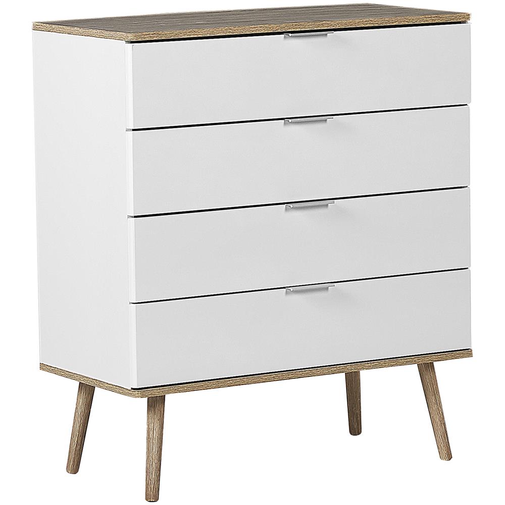 Cassettiera Colore Bianco / Legno Chiaro A 4 Cassetti Walpi - Foto 1