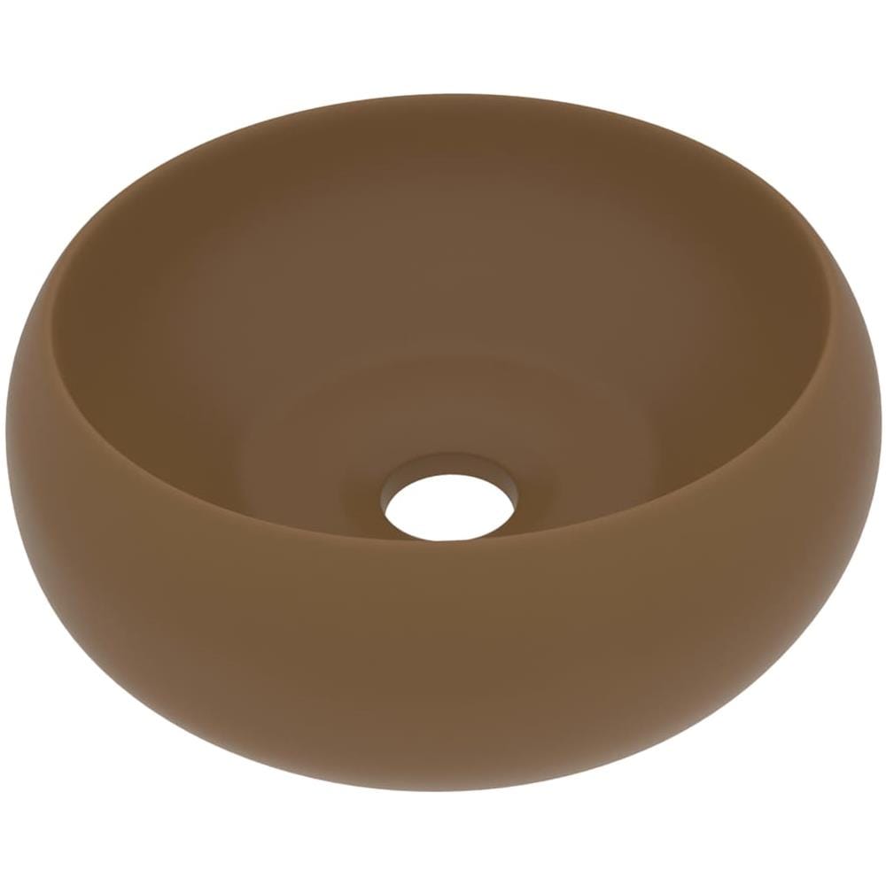 Lavandino Lusso Rotondo Crema Opaco 40x15 cm in Ceramica - Foto 1