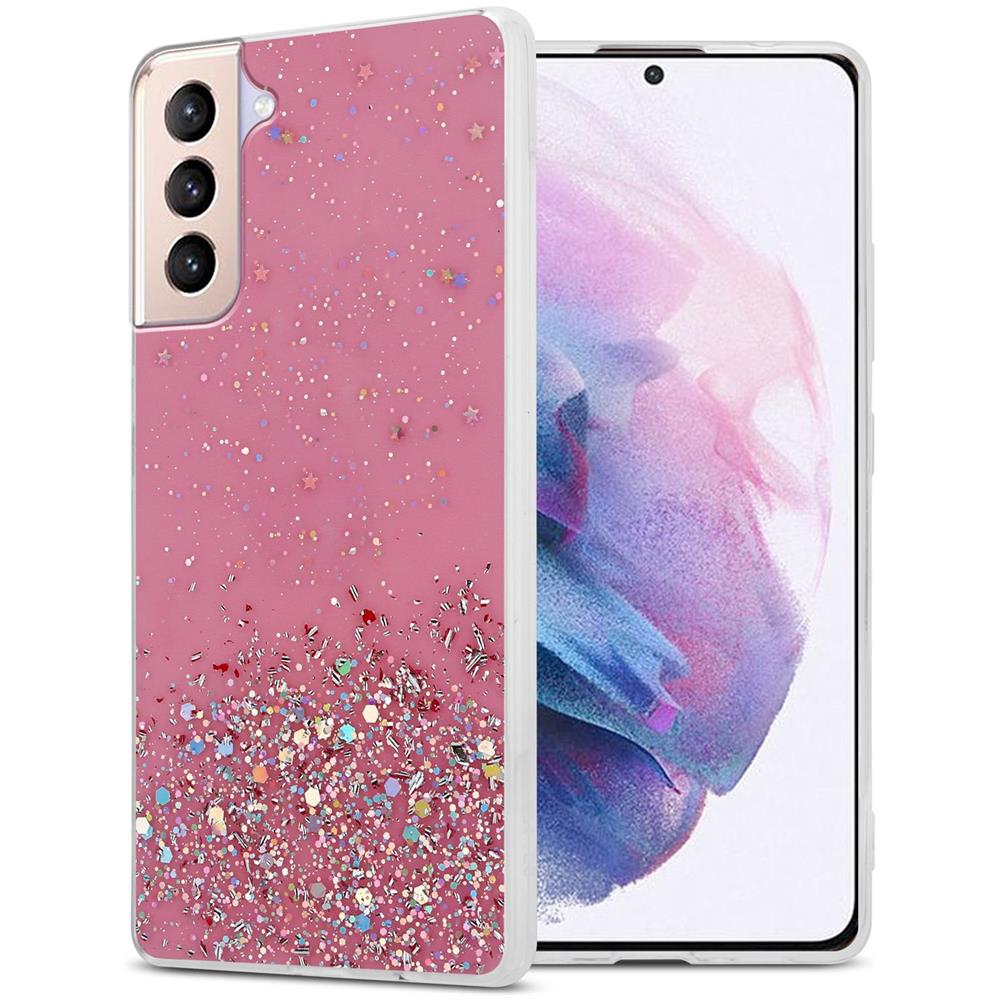 Custodia Compatibile Con Samsung Galaxy S21 Plus In Rosa Con Glitter - Coperchio Protettivo In Silicone Tpu Flessibile Con Glitter Scintillanti - Foto 1
