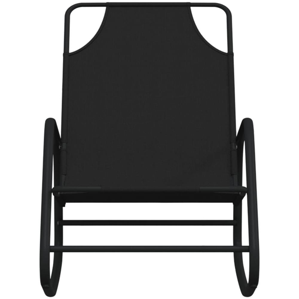 Lettino Prendisole a Dondolo in Acciaio e Textilene Nero - Foto 3