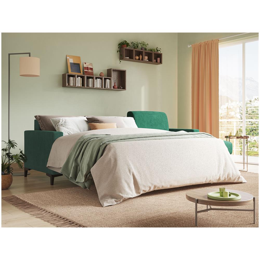 Kafka Divano Letto Angolare In Morbido Tessuto Impermeabile T02 Verde 262 Cm Sinistro (mat. 120x197) - Foto 6