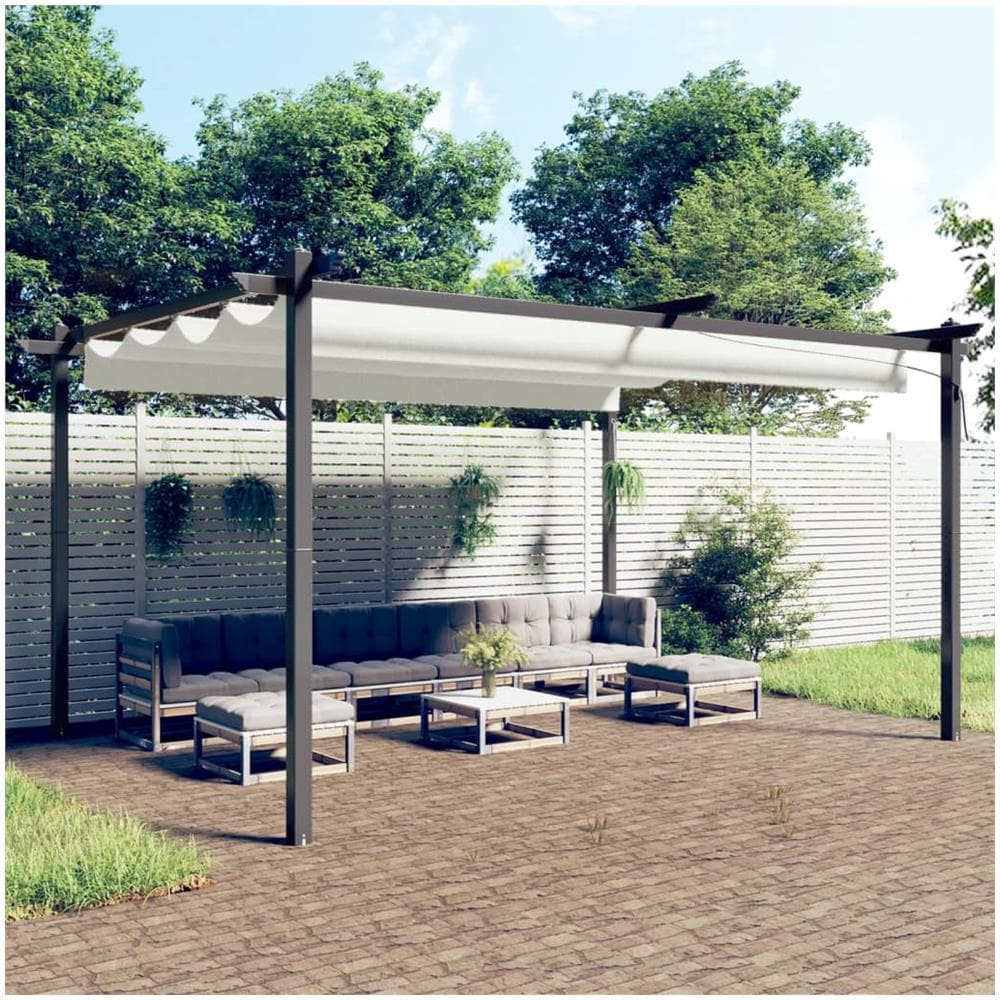 Pergola Da Giardino Con Tetto Retrattile 4x3 M Crema - Foto 1