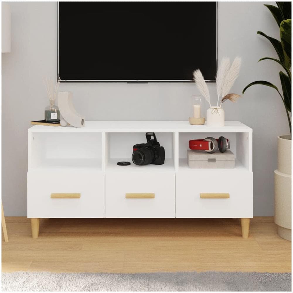 Mobile Porta Tv Bianco 102x36x50 Cm In Legno Multistrato - Foto 1