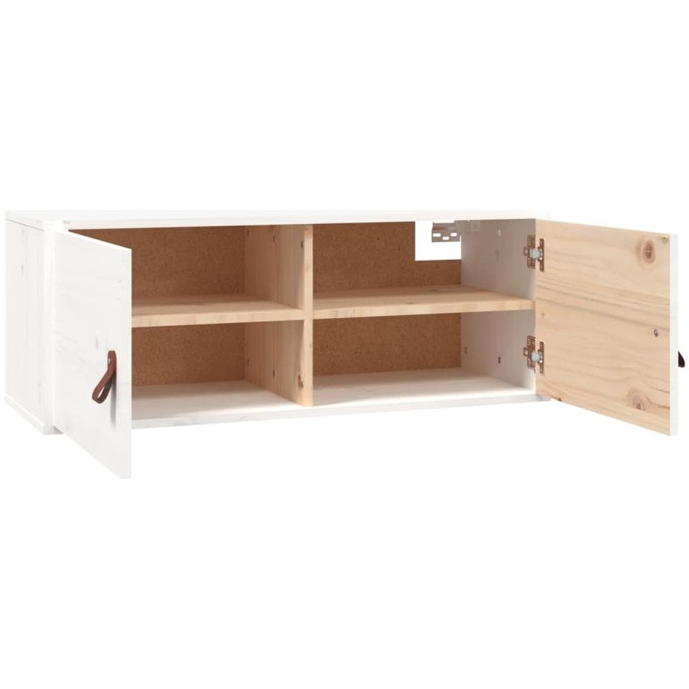 Pensile Bianco 80x30x30 Cm In Legno Massello Di Pino - Foto 2