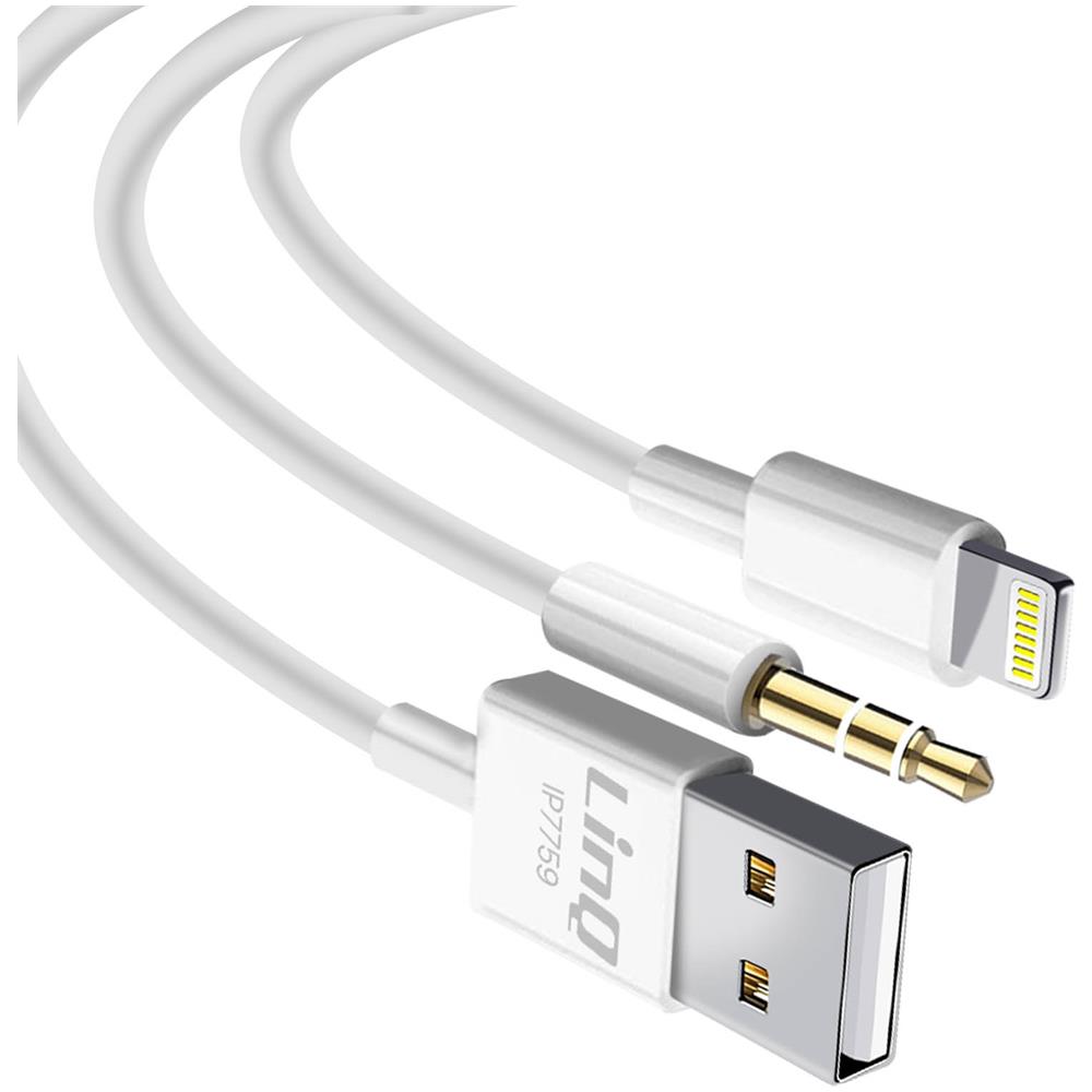 Cavo 2 In 1 Per Iphone Con Ricarica E Audio Da 1 Metro E 20 Bianco - Foto 1