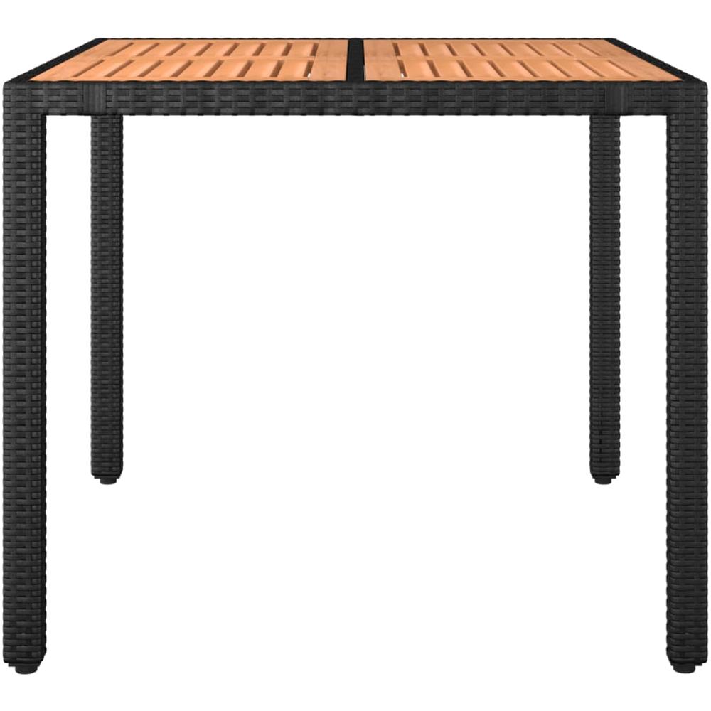 Tavolo Da Giardino Piano Legno Nero Polyrattan Massello Acacia - Foto 3