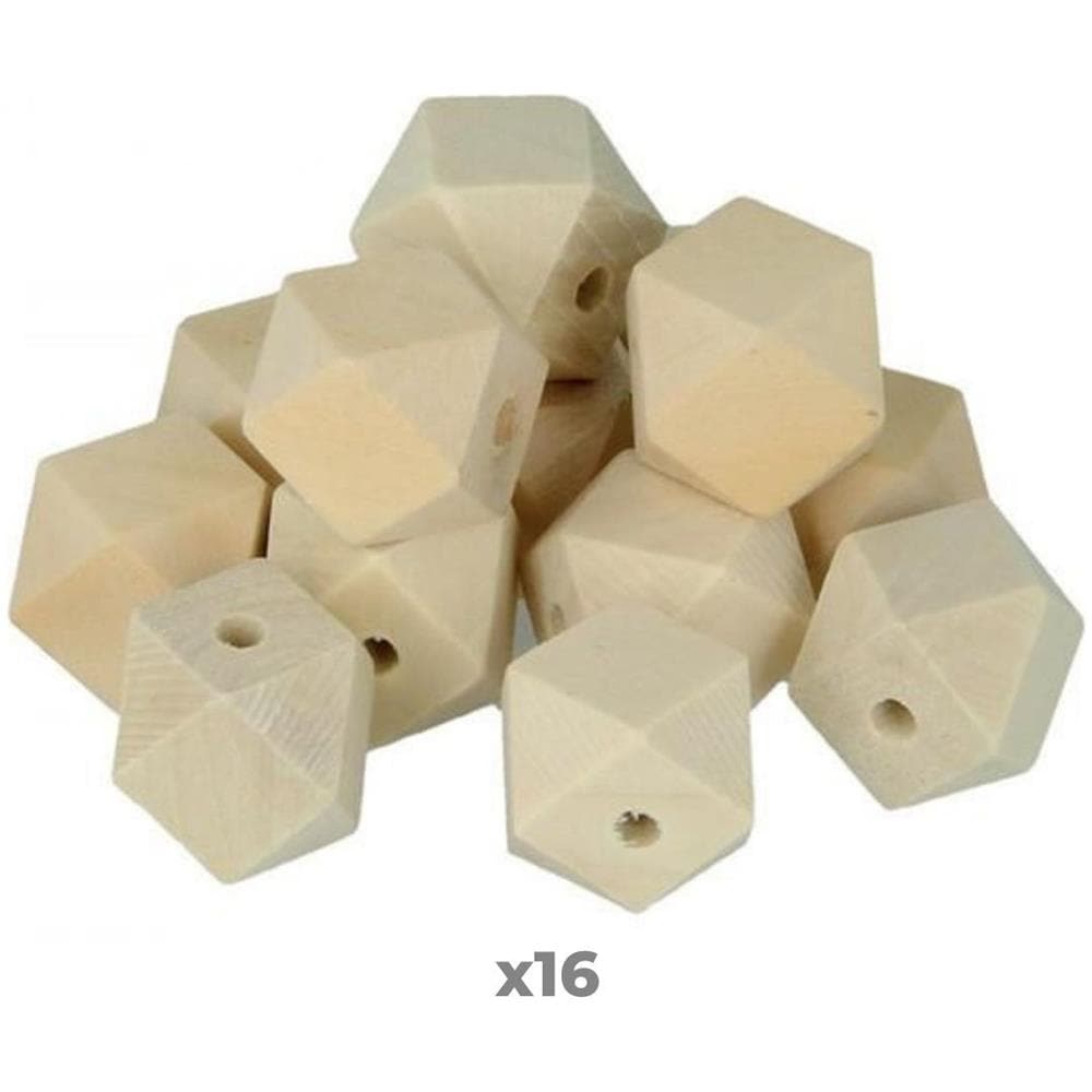16 Perline Di Legno Poligonali 20 X 27 Mm - Foto 1
