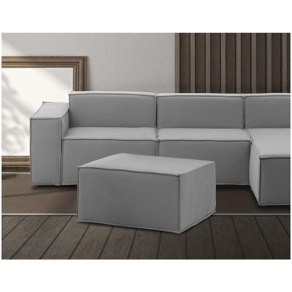 Pouf Barbara, Pouf Da Salotto, 100% Made In Italy, Poltroncina Relax In Tessuto Imbottito, Cm 80x70h43, Grigio - Foto 1
