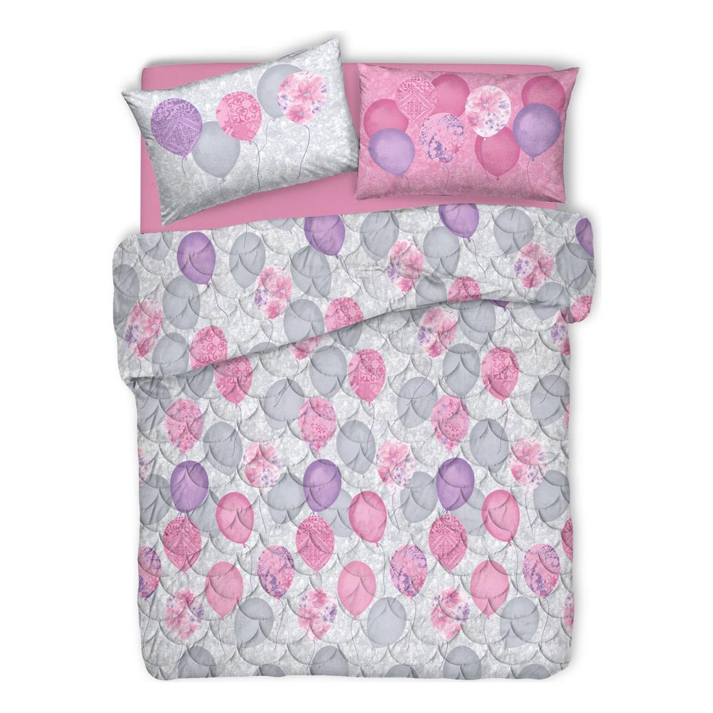 Trapuntino Piumino Estivo 100gr Linea Pensieri Delicati Disegno Palloncini Singolo Rosa - Foto 1