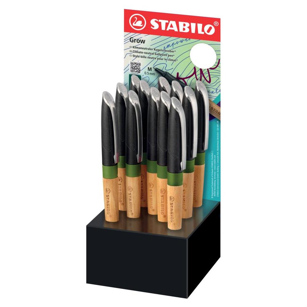 Grow - Penna a sfera Ecosostenibile - CO2 neutral - in Verde Muschio /Quercia - Display con 12 penne - Foto 1