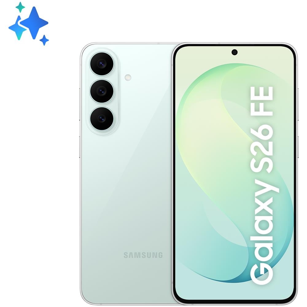 Galaxy S26 FE 5G 256GB 8GB Ram Display 6.7" AMOLED 2X FHD+ 120Hz max Main Camera 50+12+8MP Selfie 12MP Dual nanoSim (SIM 1+SIM 2 / SIM 1+eSIM / Dual eSIM) Android Exynos 2500 4900mAh 193g Green - Foto 1