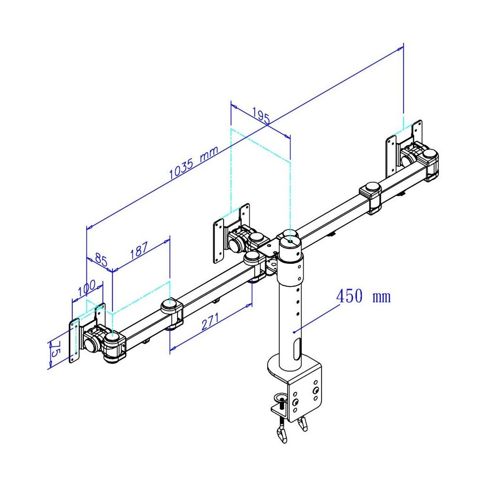 Supporto da Scrivania FPMA-D960D3 per 3 Monitor LCD /LED /TFT - Foto 4