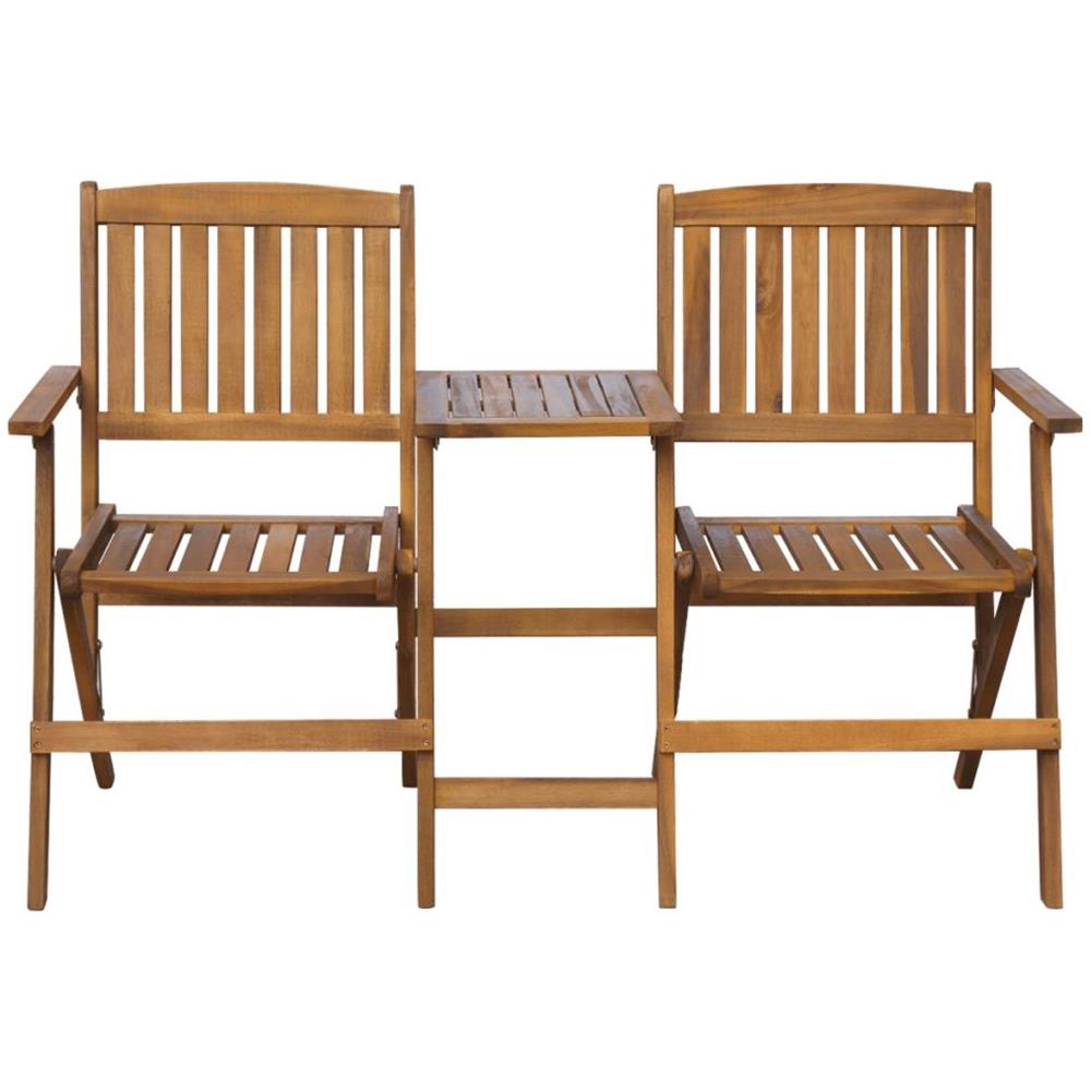 Panchina Esterni Pieghevole con Tavolino 140 cm Massello Acacia - Foto 2