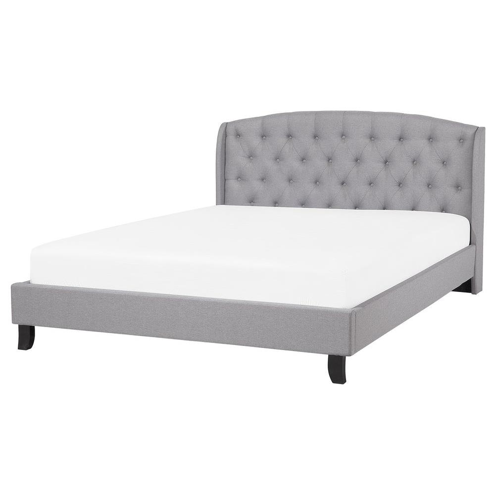Letto In Tessuto Grigio Chiaro 140 X 200 Cm Bordeaux - Foto 1