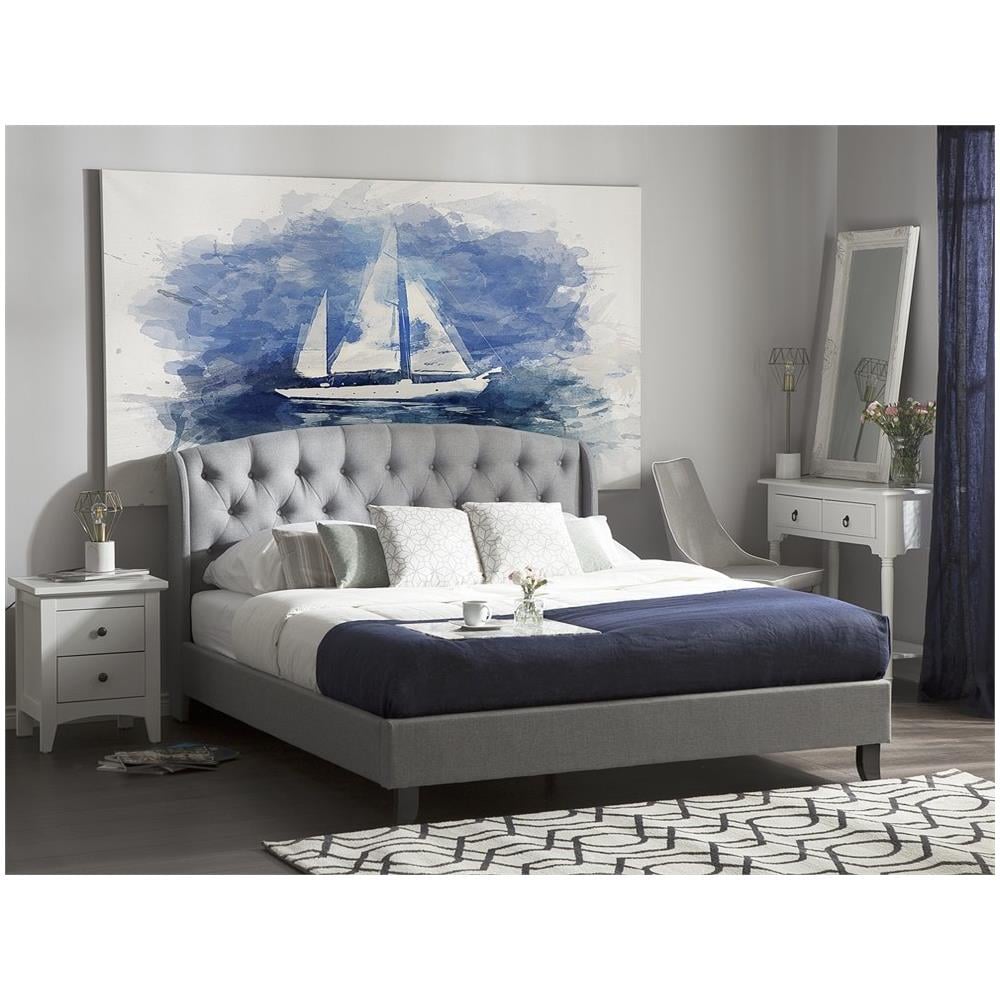 Letto In Tessuto Grigio Chiaro 140 X 200 Cm Bordeaux - Foto 2