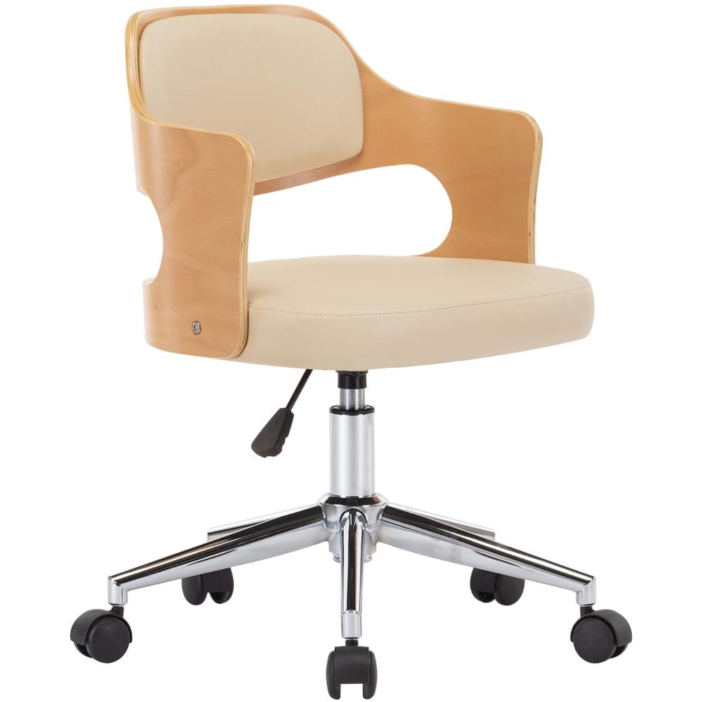 Sedia Da Pranzo Girevole Crema In Legno Ricurvo E Similpelle - Foto 2