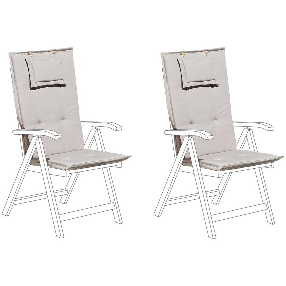 LILENO HOME Cuscini Per Sedia Da Giardino Beige - Set Da 1, Schienale Basso, Idrorepellenti Con Teflon, Per Sedie Pieghevoli