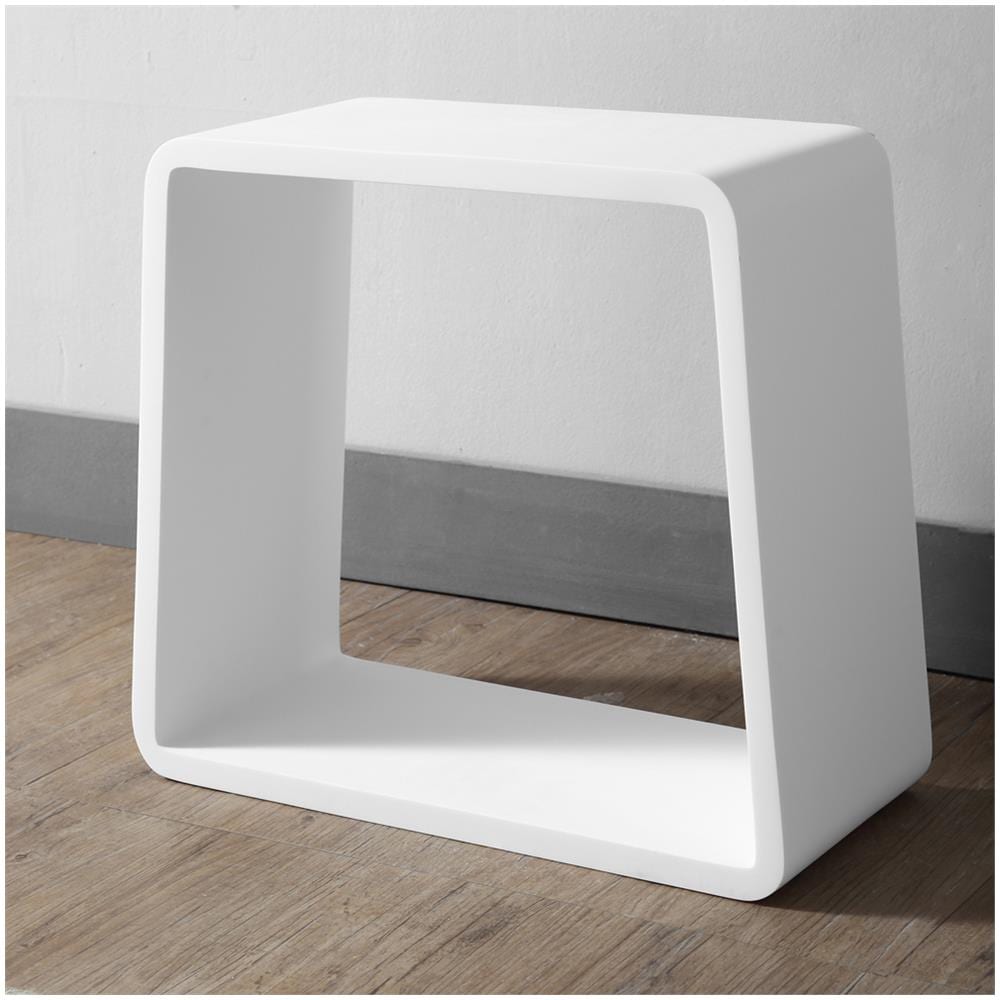 Sgabello Da Bagno Silk In Artificial Stone Bianco Opaco Matt - Foto 1