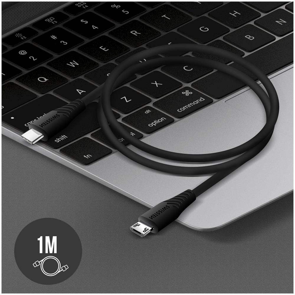 Cavo Usb-c A Micro-usb Carica Rapida 3a Sincronizzazione 1m Swissten Nero - Foto 5