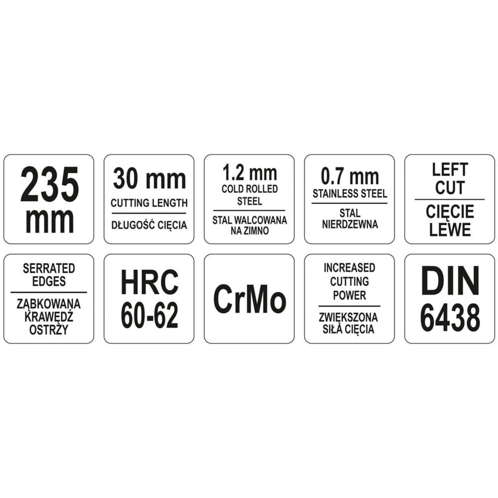 Cesoia Offset per Lata Taglio a Sinistra 235 mm Rossa - Foto 3