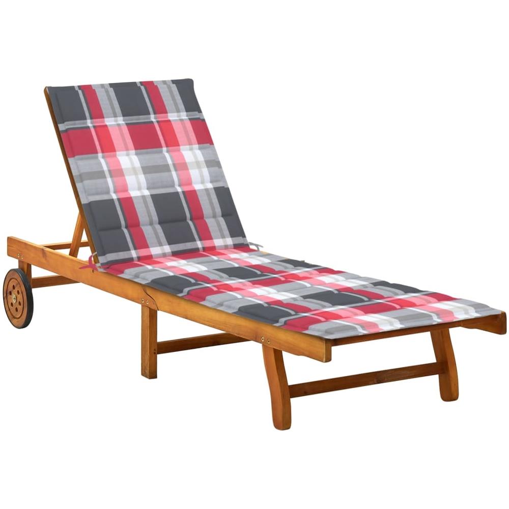 Lettino Prendisole da Giardino con Cuscino Massello di Acacia - Foto 1