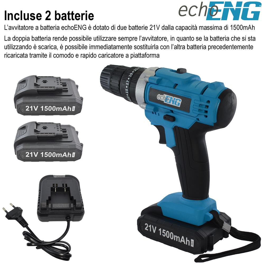 Trapano avvitatore foratura a percussione 21V valigetta 24 accessori 2 batterie - Foto 7