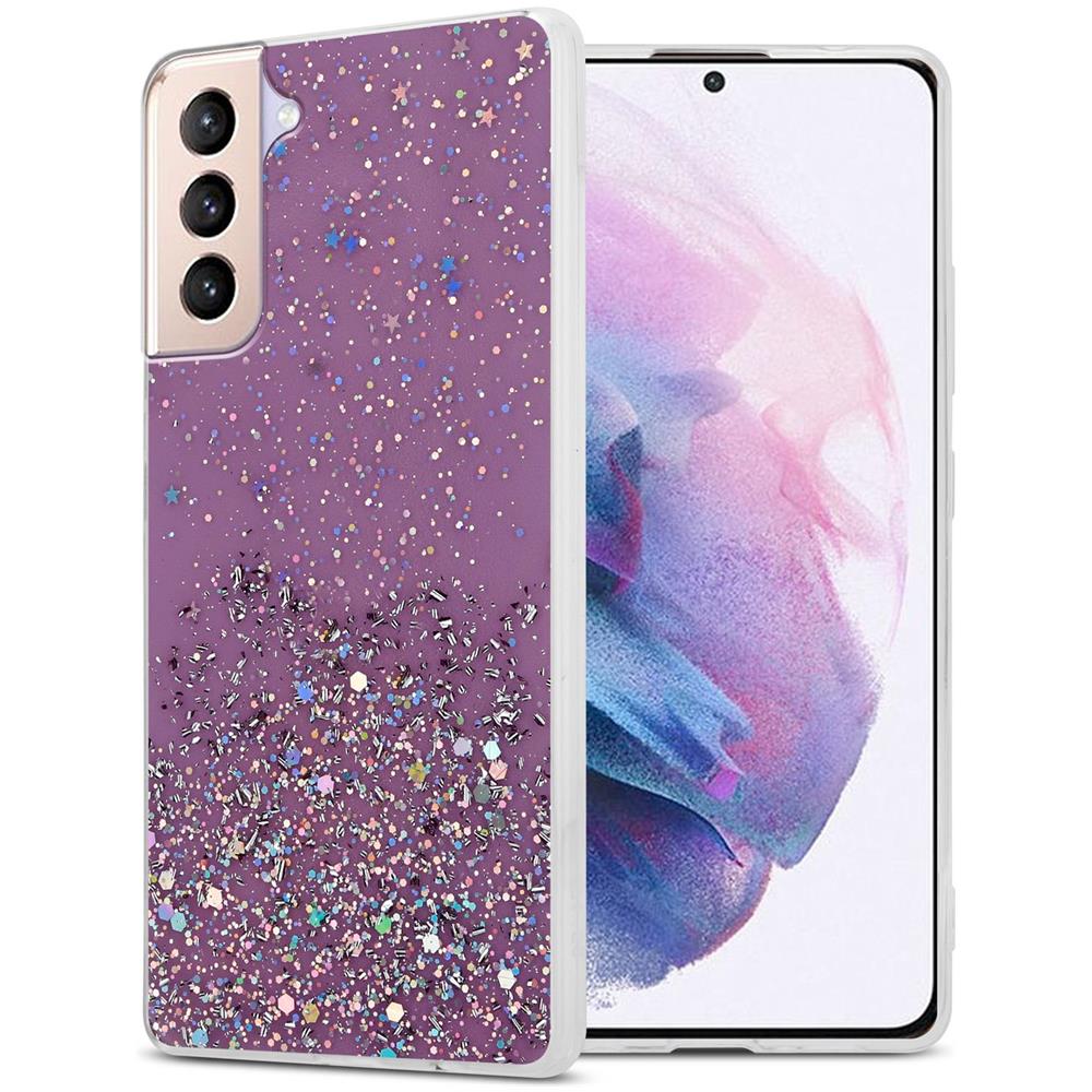 Custodia Compatibile Con Samsung Galaxy S21 Plus In Viola Con Glitter - Coperchio Protettivo In Silicone Tpu Flessibile Con Glitter Scintillanti - Foto 1