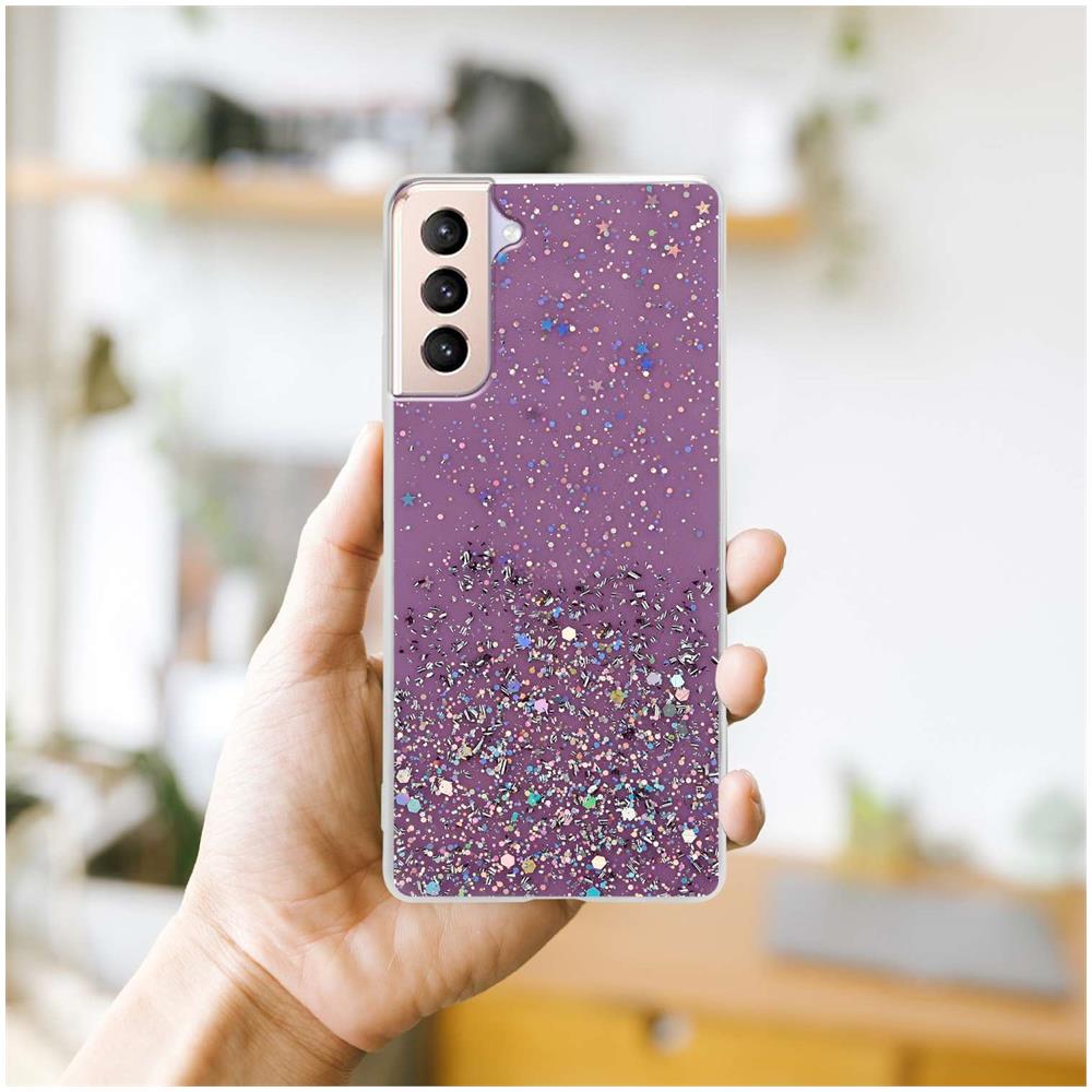 Custodia Compatibile Con Samsung Galaxy S21 Plus In Viola Con Glitter - Coperchio Protettivo In Silicone Tpu Flessibile Con Glitter Scintillanti - Foto 8