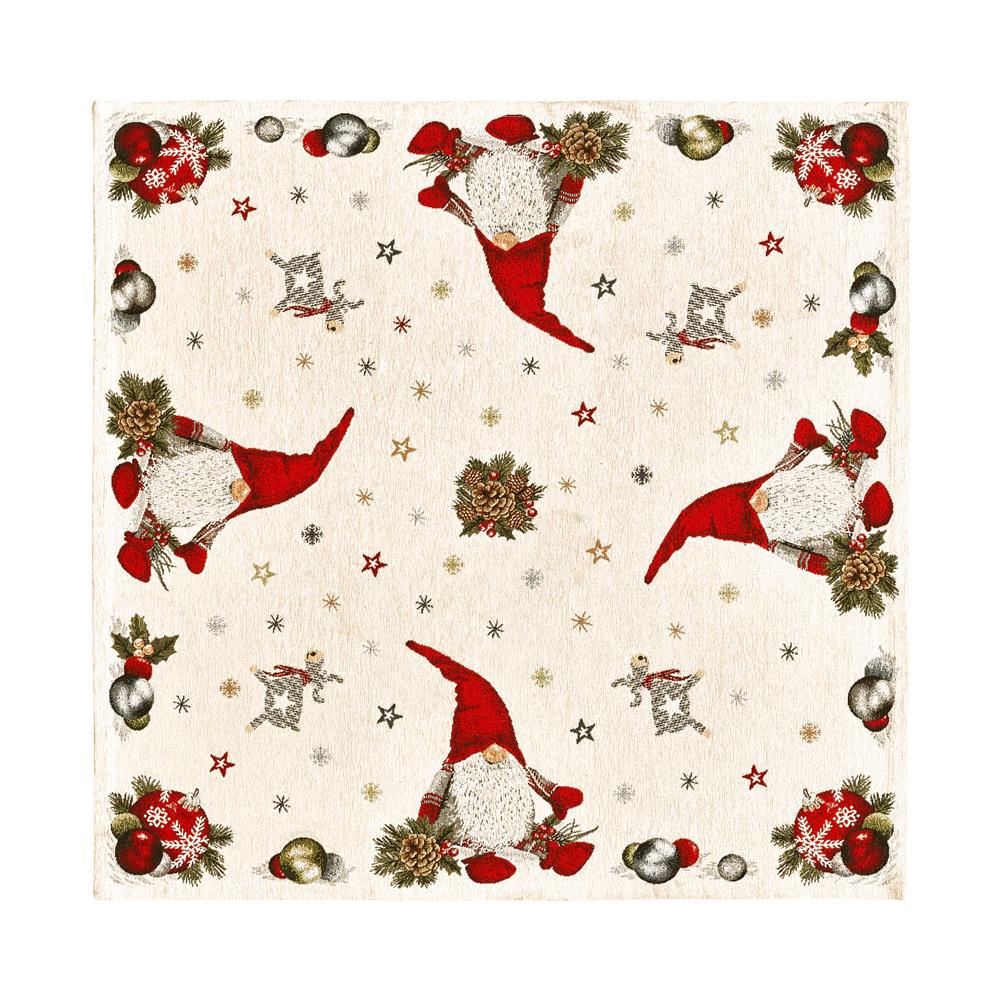 Tovaglia Centrotavola Centrino Tavolo Fantasie Natalizie Cinigliato Piazzato Made Italy 90x90 Elfo Rosso - Foto 1