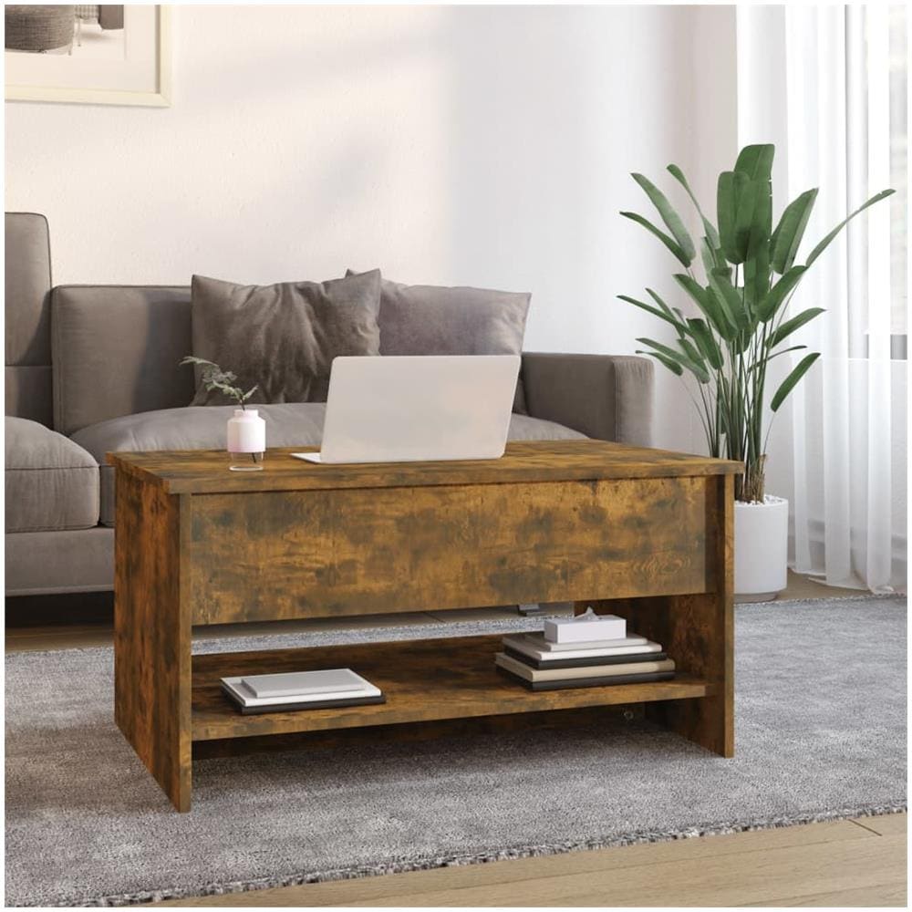 Tavolino Da Salotto Rovere Fumo 80x50x40cm In Legno Multistrato - Foto 2