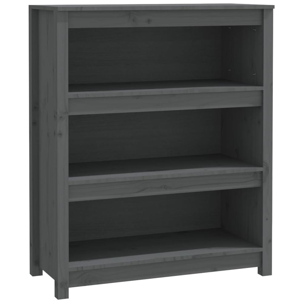 Libreria Grigia 80x35x97 Cm In Legno Massello Di Pino - Foto 2