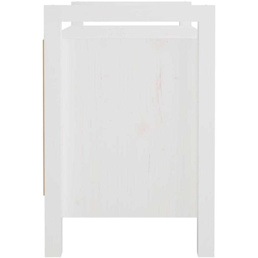 Panca Da Ingresso Bianca 80x40x60 Cm In Legno Massello Di Pino - Foto 3