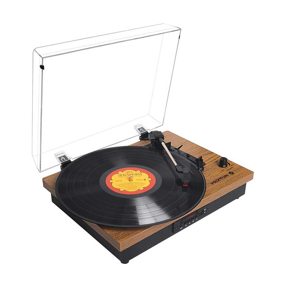 Giradischi Studio - Lettore E Convertitore Di Vinile Tramite Bluetooth, Usb, Sd, Radio - 2 Altoparlanti Incorporati - Coperchio Antipolvere - Foto 2