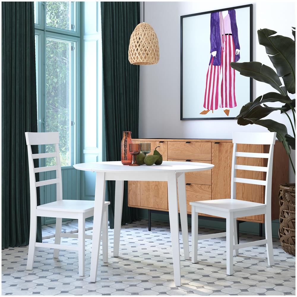 Brooks Set Da Pranzo 3 Pezzi In Mdf E Legno Di Gomma Bianco - Foto 6